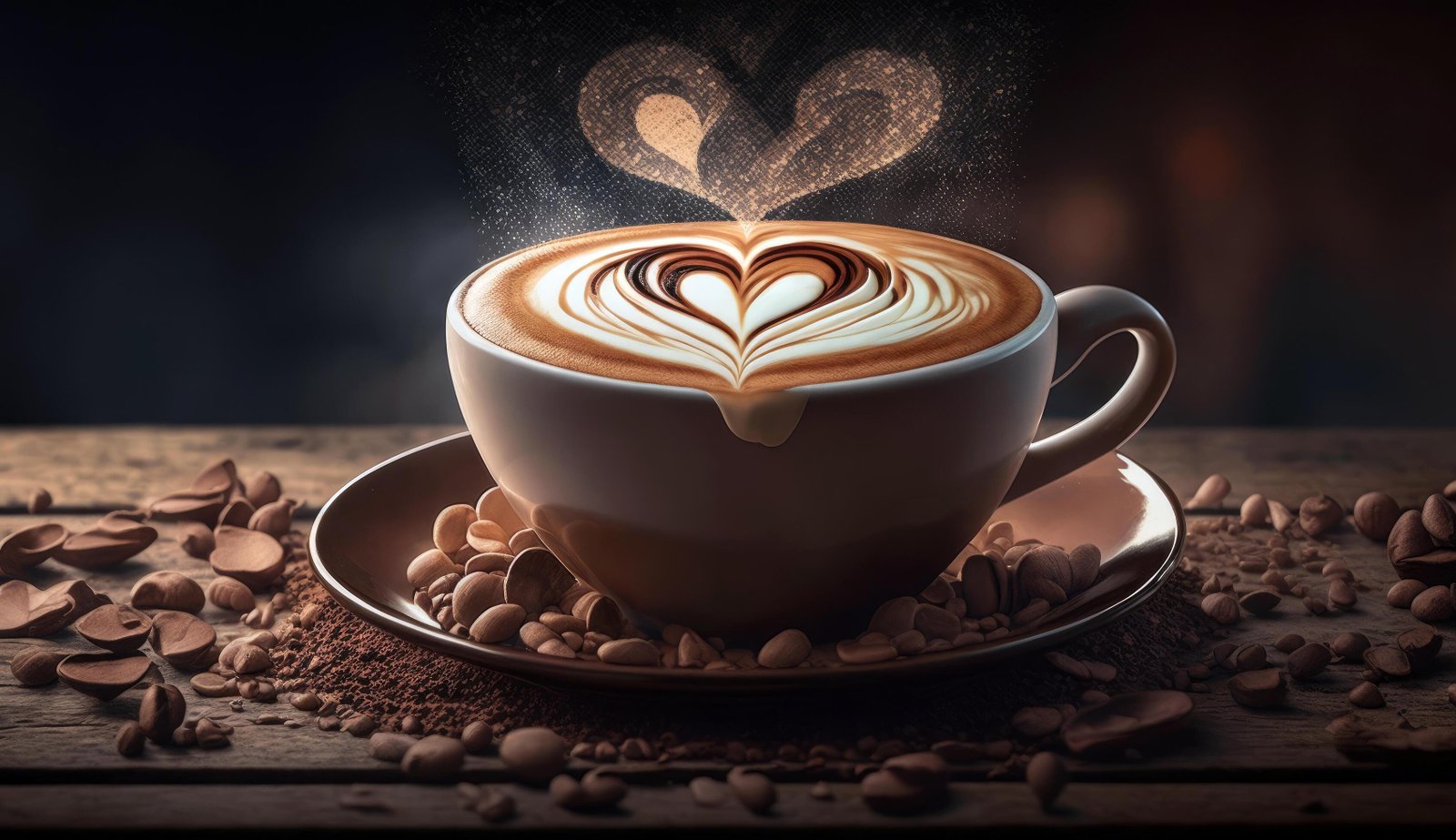 Taza de cafe de especialidad con arte latte